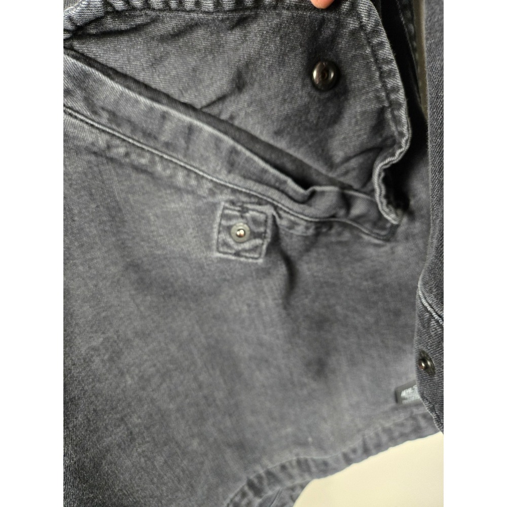 Levis Mens Hooded Denim Parka Jacket Faded Black Cotton Utility Coat Large - Picture 7 of 16
